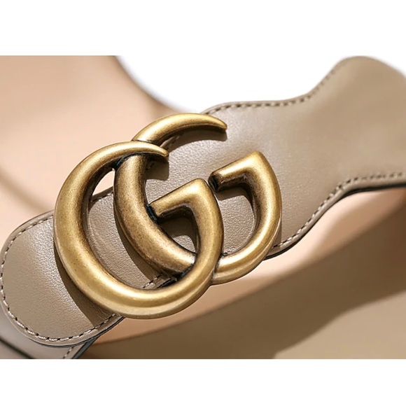 ❌SOLD❌AUTHENTIC GUCCI MARMONT 105 SANDAL TAUPE - Picture 6 of 16